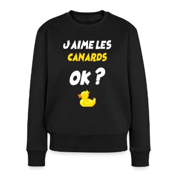 Mon Canard A Moi - Pull Premium bio Femme - noir - Devant - Julia (174cm)