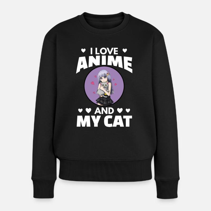 Anime et chat | J’adore Anime et mon chat - Pull Premium bio Femme - noir