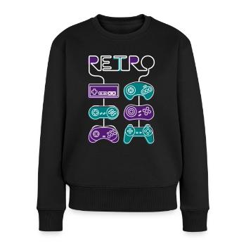 Retro Gaming - Frauen Premium Bio Pullover - Schwarz - Vorne - Julia (174cm)