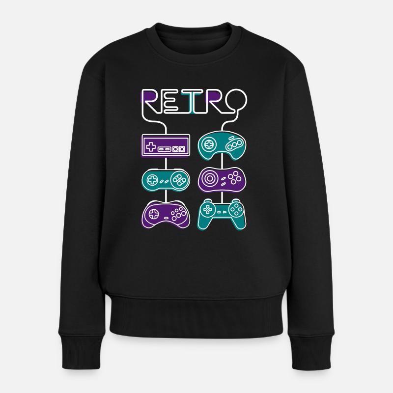 Retro Gaming - Frauen Premium Bio Pullover - Schwarz