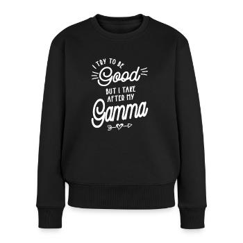 J’essaie d’être bon, mais je prends après mon Gamma - Pull Premium bio Femme - noir - Devant - Julia (174cm)