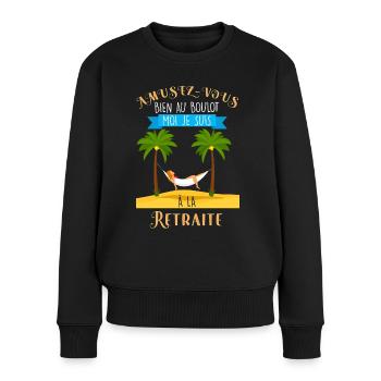 Femme Retraité Humour Pour Collègue - Pull Premium bio Femme - noir - Devant - Julia (174cm)