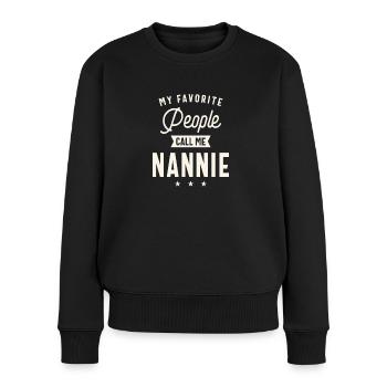 Mes gens préférés m’appellent nounou - Pull Premium bio Femme - noir - Devant - Julia (174cm)