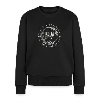Yaya Comme une grand-mère Seulement plus cool Drôle Grand-mère - Pull Premium bio Femme - noir - Devant - Julia (174cm)
