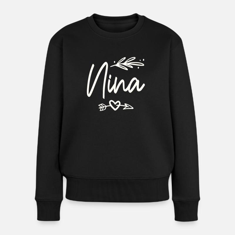Liebe Nina Lustige Oma - Frauen Premium Bio Pullover - Schwarz