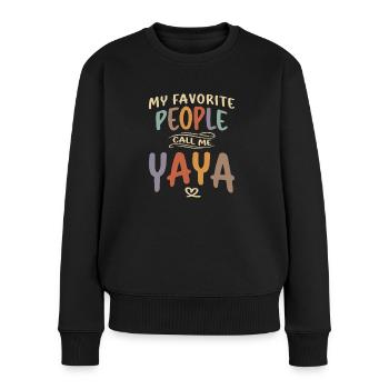 Mes gens préférés m’appellent Yaya - Grand-mère - Pull Premium bio Femme - noir - Devant - Julia (174cm)