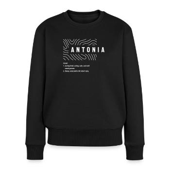Antonia Définition - Nom Antonia - Pull Premium bio Femme - noir - Devant - Julia (174cm)