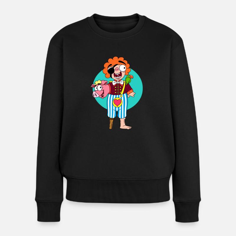 PigPirate - Frauen Premium Bio Pullover - Schwarz