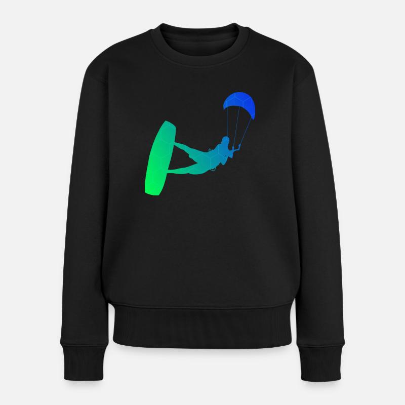 Kitesurfer Kitesurf Kiten Kitesurfen Damen - Frauen Premium Bio Pullover - Schwarz