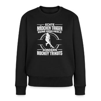 Hockey Feldhockey Hockeyverein Feldhockeyspielerin - Frauen Premium Bio Pullover - Schwarz - Vorne - Julia (174cm)