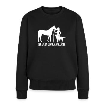 Ne marchez jamais seul - Pull Premium bio Femme - noir - Devant - Julia (174cm)
