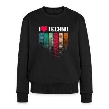 I Love Techno Musik Raver - Frauen Premium Bio Pullover - Schwarz - Vorne - Julia (174cm)