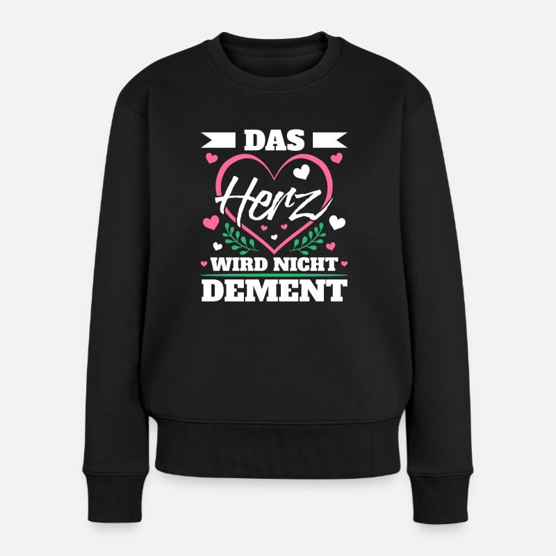 Das Herz Wird Nicht Dement Altenpflegerin - Frauen Premium Bio Pullover - Schwarz
