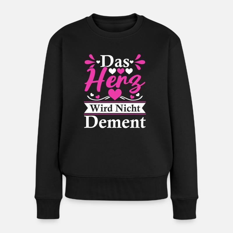 Das Herz Wird Nicht Dement Altenpflegerin - Frauen Premium Bio Pullover - Schwarz
