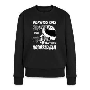 Vergiss das Krönchen Prinzessin trägt Motorradhelm - Frauen Premium Bio Pullover - Schwarz - Vorne - Julia (174cm)
