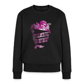 Antifaschistischer Engel - Frauen Premium Bio Pullover - Schwarz - Vorne - Julia (174cm)