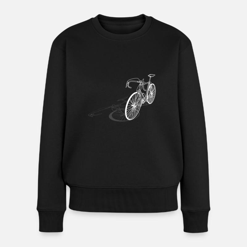 Rennrad Silhouette mit Schatten Design - Frauen Premium Bio Pullover - Schwarz