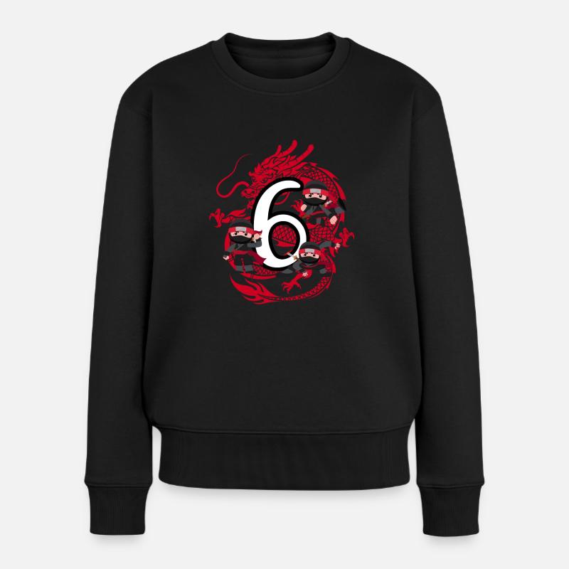 6. Geburtstag Junge 6 Jahre Ninja Drache Kostüm - Frauen Premium Bio Pullover - Schwarz