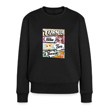 14. Geburtstag Anime Mädchen - Frauen Premium Bio Pullover - Schwarz - Vorne - Julia (174cm)