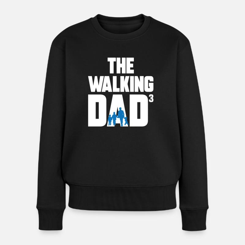 The Walking Dad 3 Saunter Dad Sohn Vatertag - Frauen Premium Bio Pullover - Schwarz