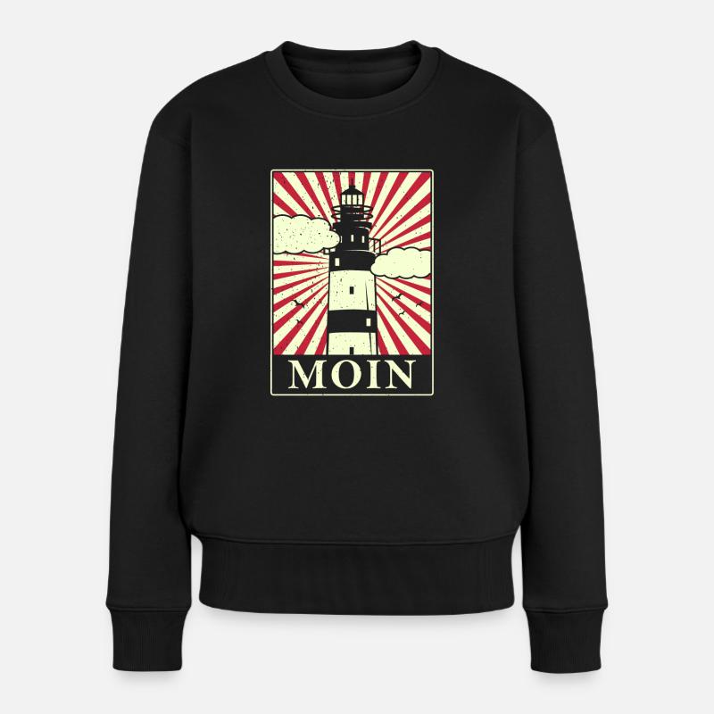 Moin ihr Spacken - Digga Spruch Meer Norddeutsch - Frauen Premium Bio Pullover - Schwarz
