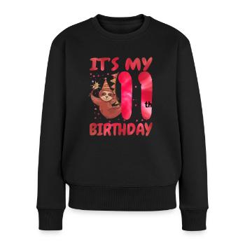 11ème anniversaire Mignon Sloth Party Hat - Pull Premium bio Femme - noir - Devant - Julia (174cm)
