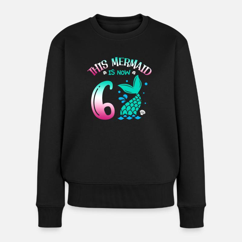 Cette sirène a maintenant 6 ans, conte de fées 6. - Pull Premium bio Femme - noir