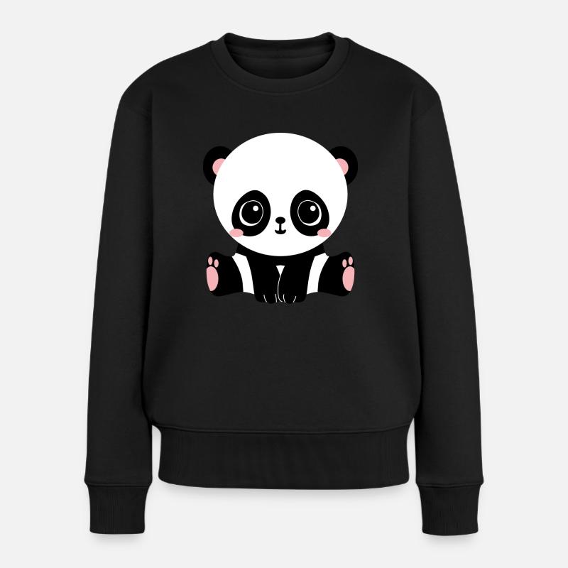 Panda - Frauen Premium Bio Pullover - Schwarz
