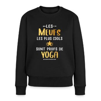Meuf - Cool - Yoga - Femme - Cadeau - Prof - Pull Premium bio Femme - noir - Devant - Julia (174cm)