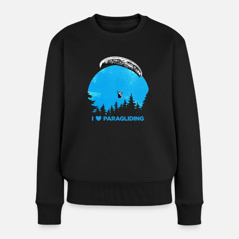 I ♥️ Paragliding blau - Frauen Premium Bio Pullover - Schwarz