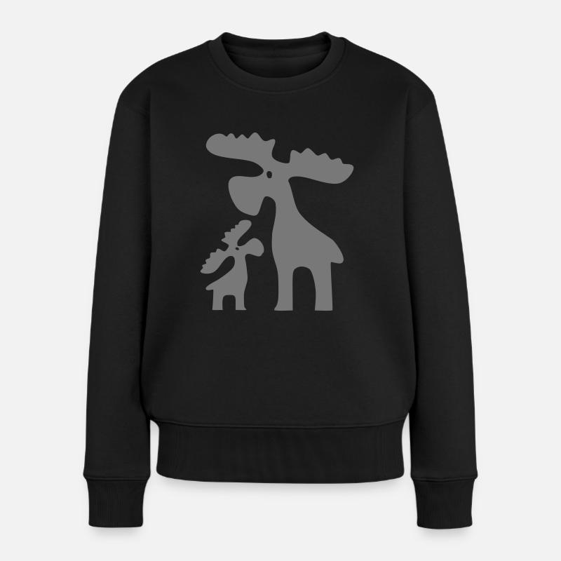 Weihnachten - Elche - Frauen Premium Bio Pullover - Schwarz