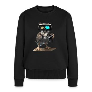 Owl_ 04 - Pull Premium bio Femme - noir - Devant - Julia (174cm)