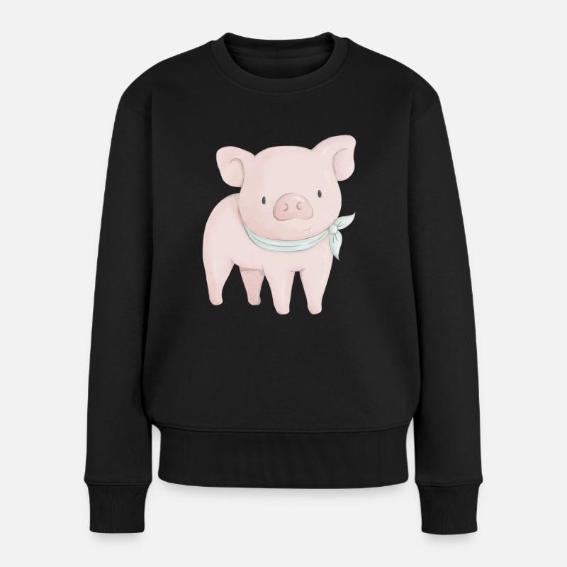 Baby Schwein - Frauen Premium Bio Pullover - Schwarz