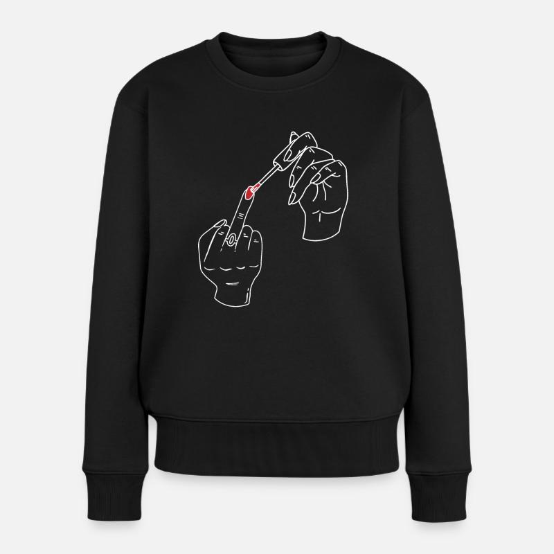 Feminismus Feministin Nagellack - Frauen Premium Bio Pullover - Schwarz