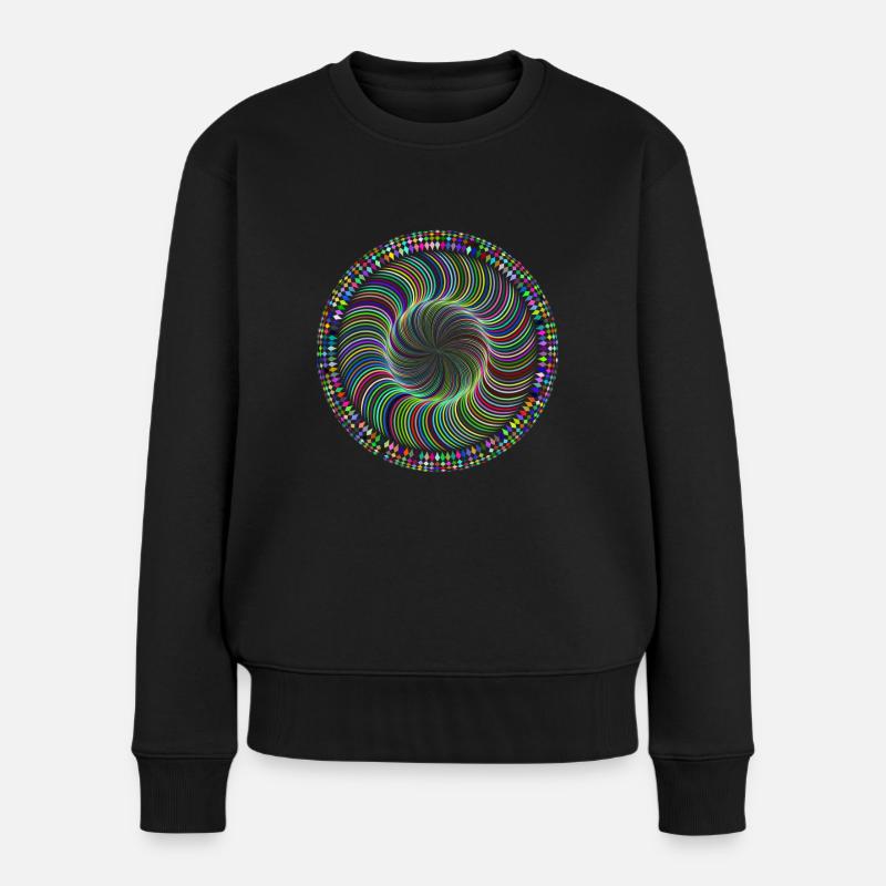 Moire Mandala Twist - Frauen Premium Bio Pullover - Schwarz
