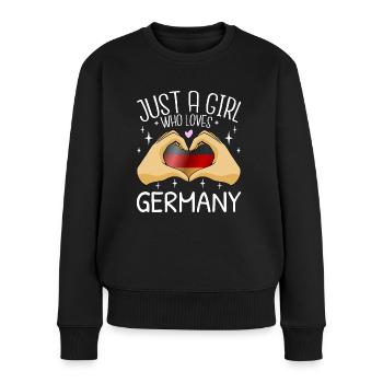 Germany Flag German Flag Just a Girl Heart - Women's Premium Organic Jumper - black - Front - Julia (174cm)