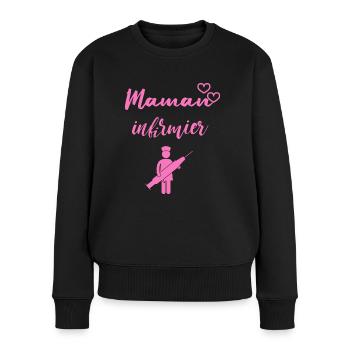 maman infirmier humour - Pull Premium bio Femme - noir - Devant - Julia (174cm)