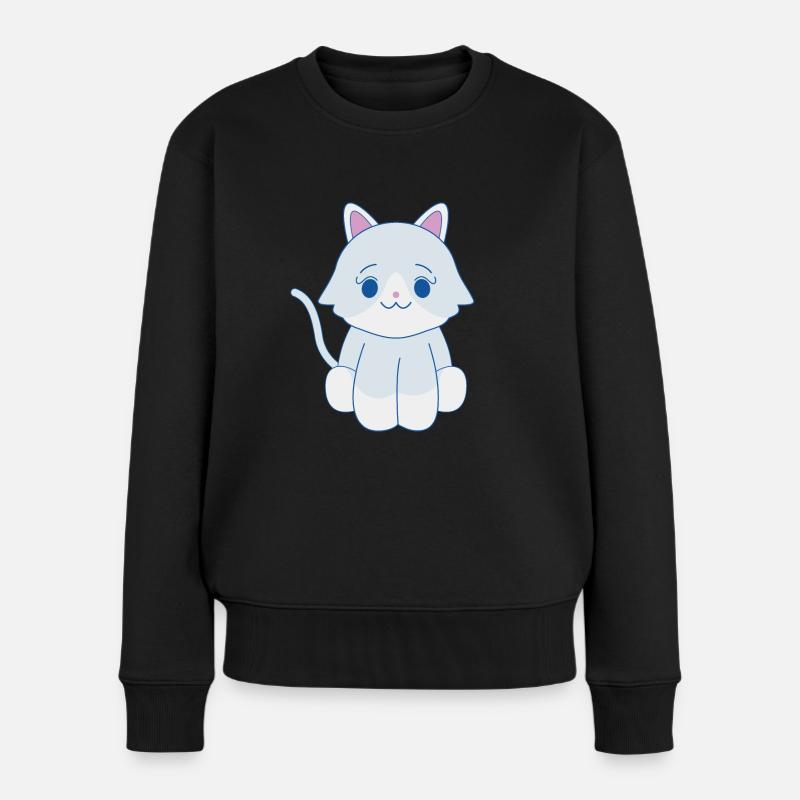 Chat blanc - Pull Premium bio Femme - noir