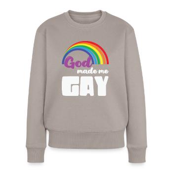 LBGT Flag Gay Pride Human God made me Gay - Women's Premium Organic Jumper - taupe - Front - Julia (174cm)