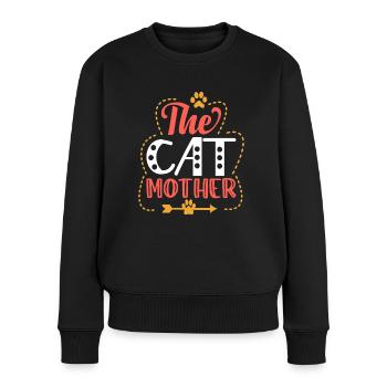 Katzen - Mutter der Katzen - Frauen Premium Bio Pullover - Schwarz - Vorne - Julia (174cm)