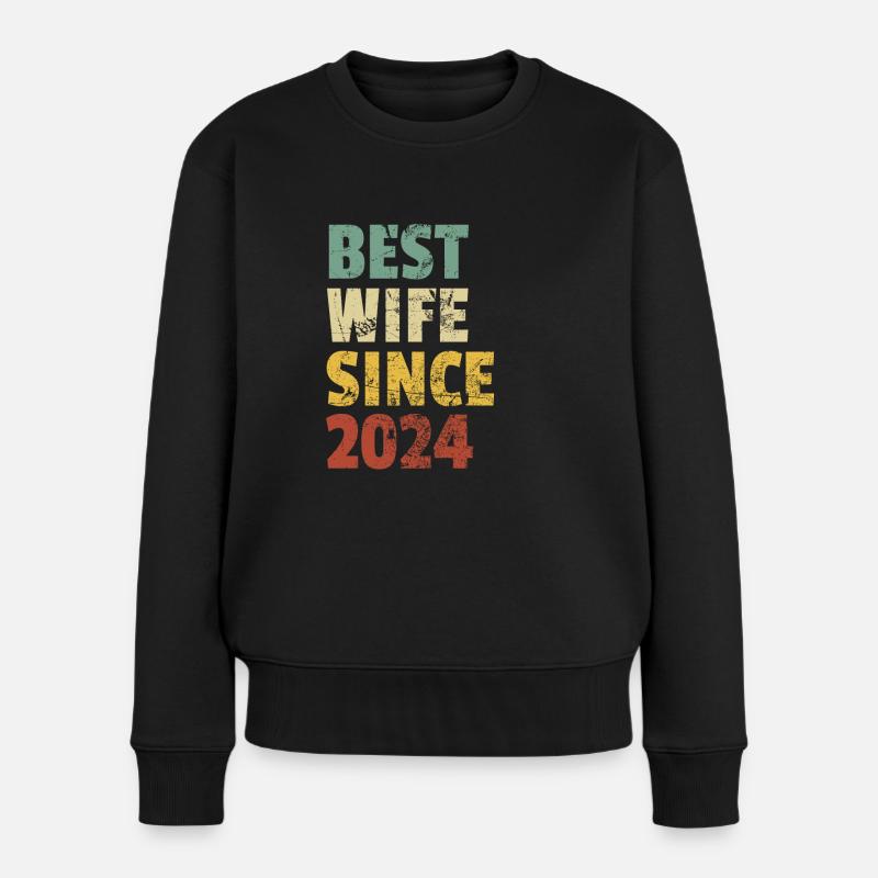 Beste Ehefrau seit 2024 Lustiger Geburtstag zum Jahrestag - Frauen Premium Bio Pullover - Schwarz
