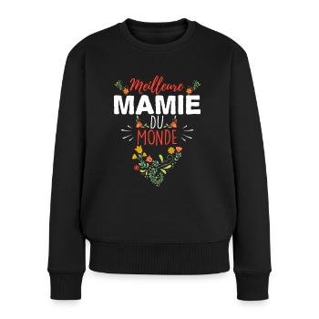 Mamie, cadeau drôle grand-mère. Citation mamie - Pull Premium bio Femme - noir - Devant - Julia (174cm)