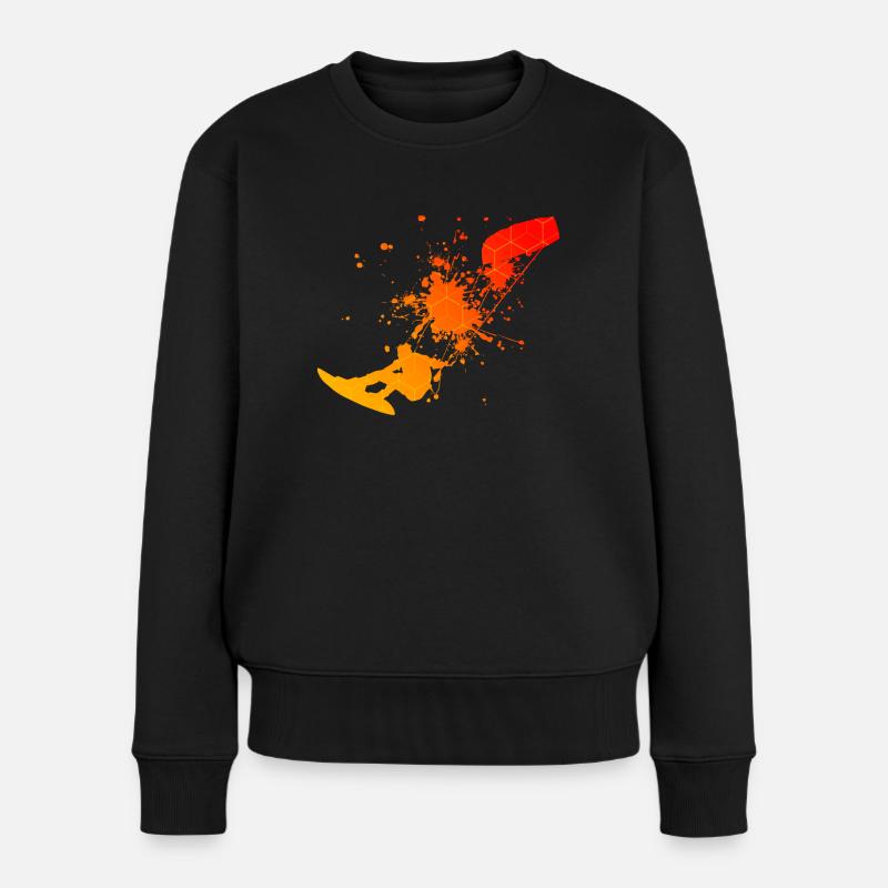 Kitesurf Herren Kitesurfen Damen Kitesurfer - Frauen Premium Bio Pullover - Schwarz