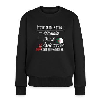 Algérien Football Couple Femme Cadeau Humour Girly - Pull Premium bio Femme - noir - Devant - Julia (174cm)