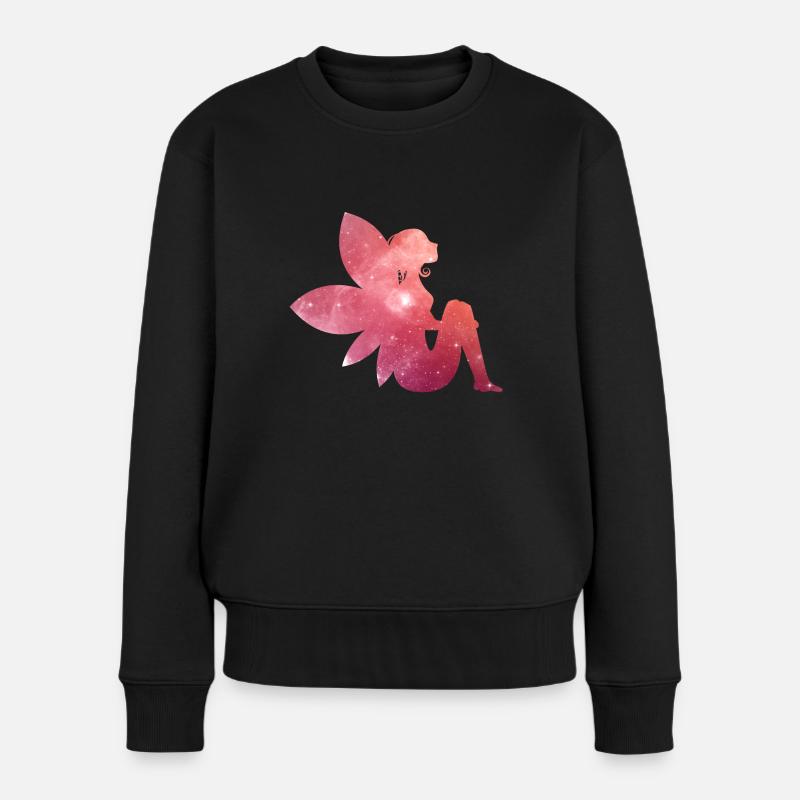 Fee mit Flügel - Frauen Premium Bio Pullover - Schwarz
