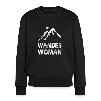 Wander Woman Wandern Klettern Berge Alpen Geschenk - Frauen Premium Bio Pullover - Schwarz - Vorne - Julia (174cm)