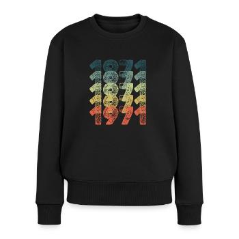Witzig 1971 - Frauen Premium Bio Pullover - Schwarz - Vorne - Julia (174cm)