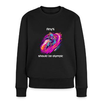 Speedrunning Any% | Design amusant pour les joueurs - Pull Premium bio Femme - noir - Devant - Julia (174cm)