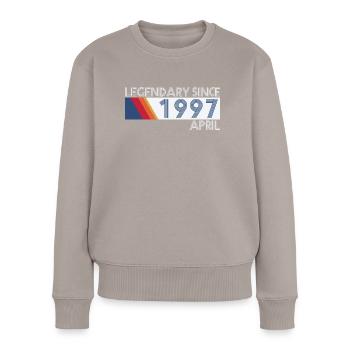 Retro SiFi Legendary since April 1997 - Geburtstag - Frauen Premium Bio Pullover - Taupe - Vorne - Julia (174cm)