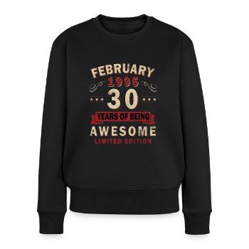 30. Geburtstag Geschenk Mann Original Februar 1995 - Frauen Premium Bio Pullover - Schwarz - Vorne - Julia (174cm)